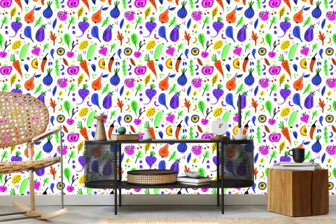 Tapeta Do Kuchni - Kolorowe Warzywa I Owoce