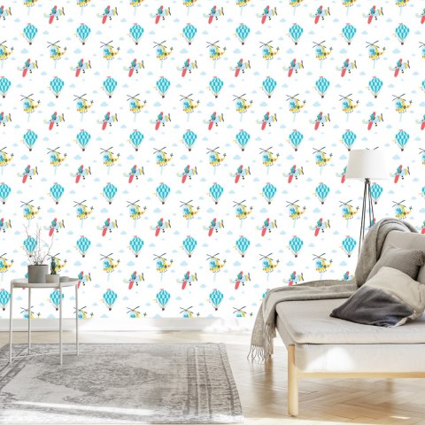 Tapeta Kolorowe Balony, Samoloty, Pokój Dziecięcy