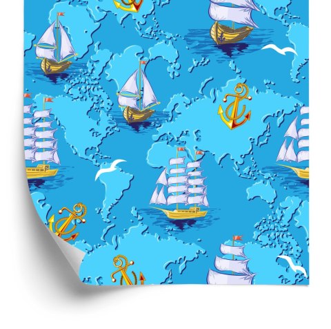 Tapeta Kolorowe Statki Na Mapie Świata