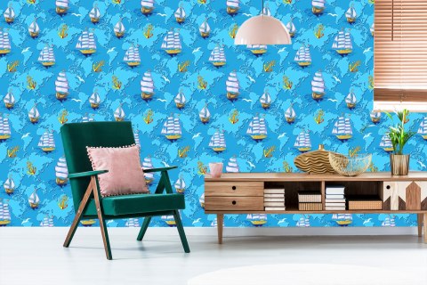 Tapeta Kolorowe Statki Na Mapie Świata