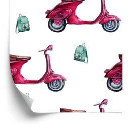 Tapeta Retro Skutery Malowane Akwarelą