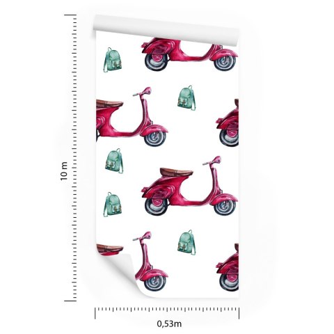 Tapeta Retro Skutery Malowane Akwarelą