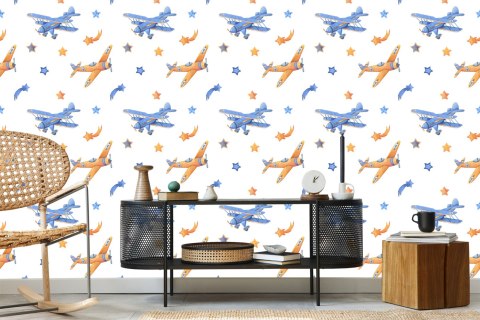 Tapeta Samoloty Vintage Z Gwiazdkami