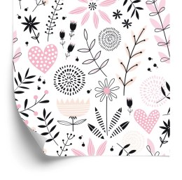 Tapeta Dla Dzieci Delikatne Roślinki I Serduszka