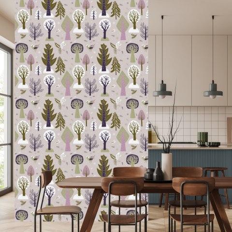 Tapeta Drzewa, Ptaki, Las Pokój Dziecięcy