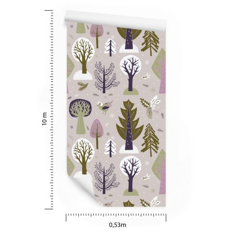 Tapeta Drzewa, Ptaki, Las Pokój Dziecięcy