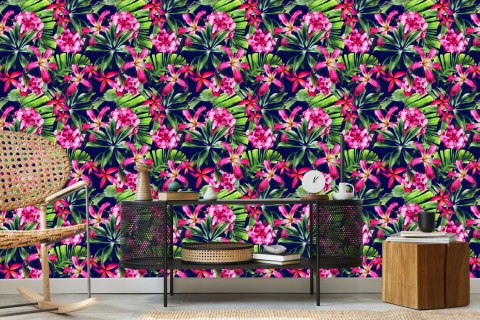 Tapeta Egzotyczne Kwiaty Liście