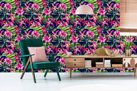 Tapeta Egzotyczne Kwiaty Liście