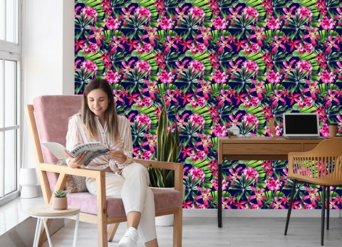 Tapeta Egzotyczne Kwiaty Liście