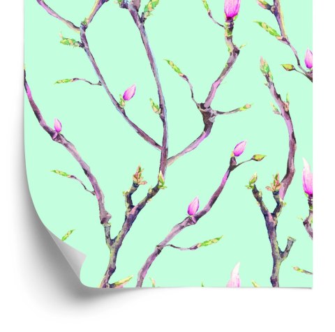 Tapeta Gałęzie Drzew Na Wiosnę Malowane Akwarelą