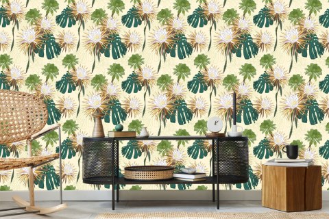 Tapeta Jasne Kwiaty Z Liśćmi W Tle