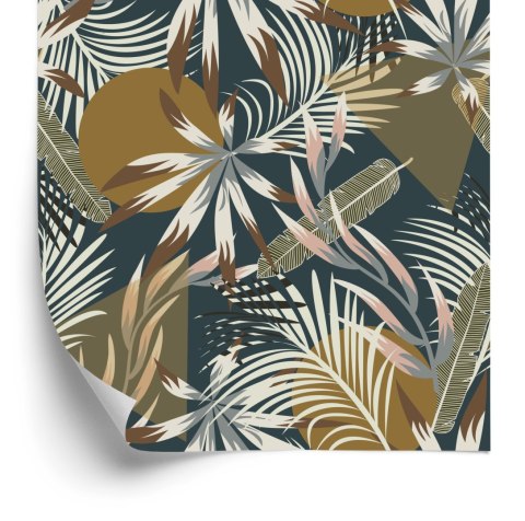 Tapeta Liście I Figury Geometryczne