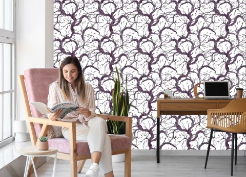 Tapeta Ręcznie Rysowane Gałęzie Drzew