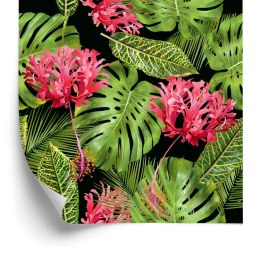 Tapeta Tropikalne Kwiaty W Liściach