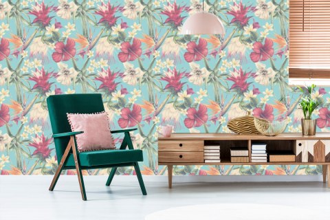 Tapeta Tropikalne Rośliny W Pastelach