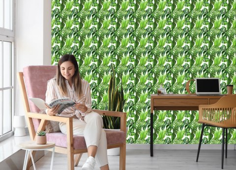 Tapeta Zielone Liście Palmy