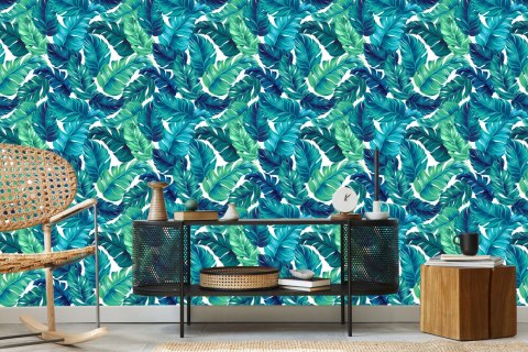 Tapeta Zielono-Niebieskie Liście