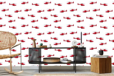 Tapeta Czerwone Bajkowe Helikoptery