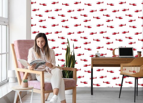 Tapeta Czerwone Bajkowe Helikoptery