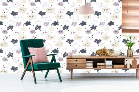 Tapeta Dla Dzieci - Gwiazdki I Chmurki