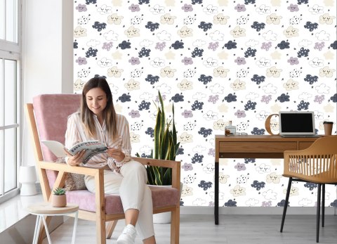 Tapeta Dla Dzieci - Gwiazdki I Chmurki