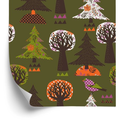 Tapeta Drzewa, Zieleń, Ptaki Do Pokoju Dziecka