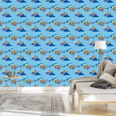 Tapeta Kolorowe Helikoptery Malowane Akwarelą