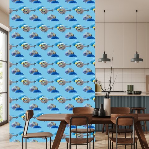 Tapeta Kolorowe Helikoptery Malowane Akwarelą