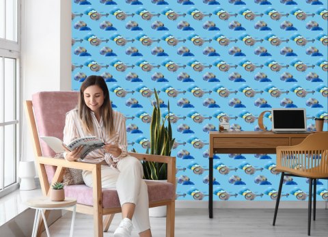 Tapeta Kolorowe Helikoptery Malowane Akwarelą