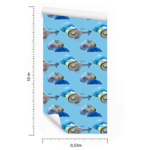 Tapeta Kolorowe Helikoptery Malowane Akwarelą