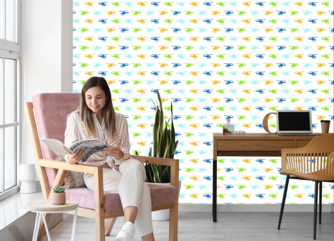 Tapeta Kolorowe Minimalistyczne Helikoptery