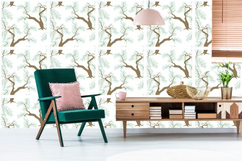 Tapeta Liście Zieleń Drzewa Do Salonu Sypialni