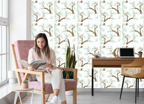 Tapeta Liście Zieleń Drzewa Do Salonu Sypialni