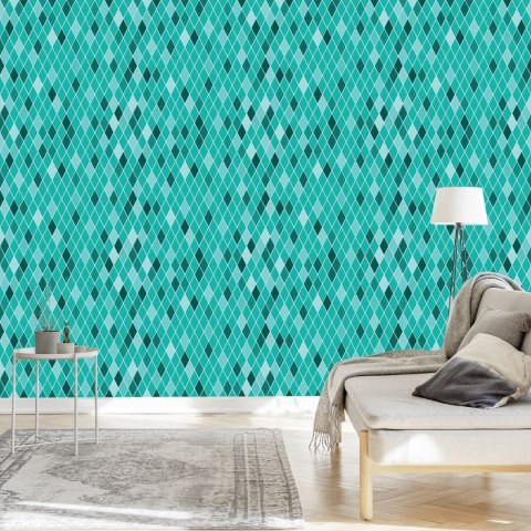 Tapeta Nowoczesne Turkusowe Romby