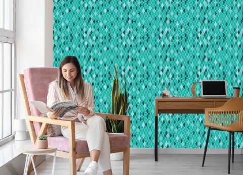 Tapeta Nowoczesne Turkusowe Romby