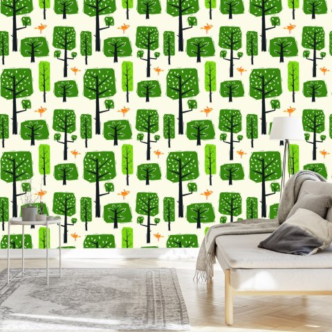 Tapeta Ptaki, Drzewa, Zieleń Do Pokoju Dziecka