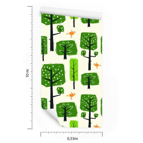 Tapeta Ptaki, Drzewa, Zieleń Do Pokoju Dziecka