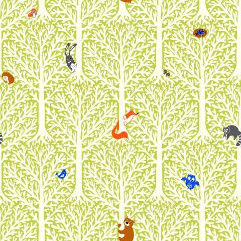 Tapeta W Drzewa Kolorowe Zwierzęta Pokój Dziecięcy