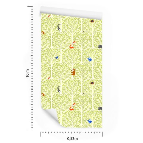 Tapeta W Drzewa Kolorowe Zwierzęta Pokój Dziecięcy