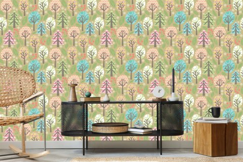 Tapeta Zieleń, Kolorowe Rośliny Pokój Dziecięcy