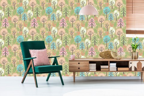 Tapeta Zieleń, Kolorowe Rośliny Pokój Dziecięcy