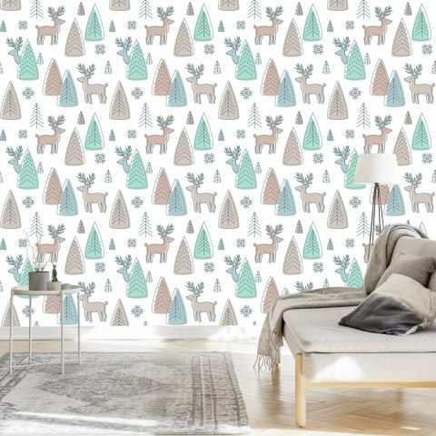 Tapeta Dla Dzieci, Jelenie W Stylu Skandynawskim