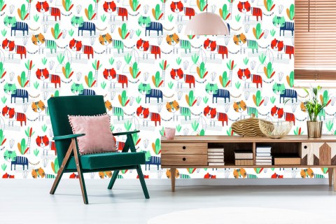 Tapeta Dla Dzieci Koty, Rośliny, Styl Skandynawski