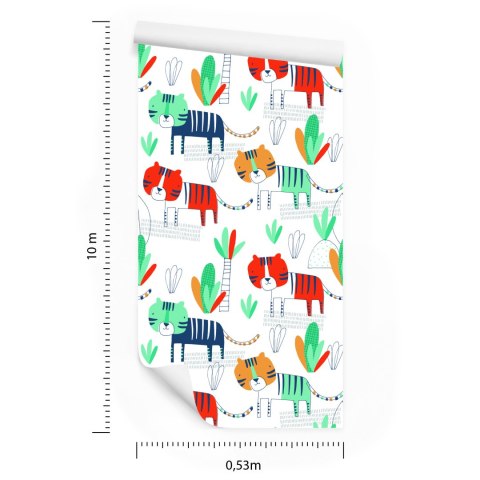 Tapeta Dla Dzieci Koty, Rośliny, Styl Skandynawski