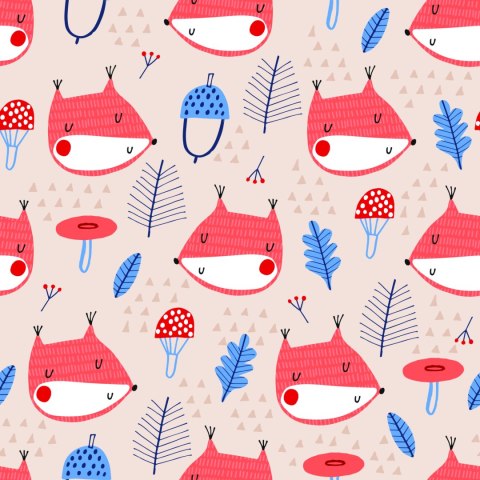 Tapeta Dla Dzieci, Liście, Lisy, Styl Skandynawski