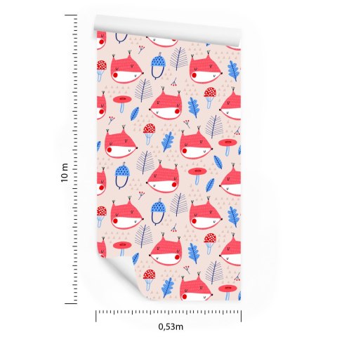 Tapeta Dla Dzieci, Liście, Lisy, Styl Skandynawski