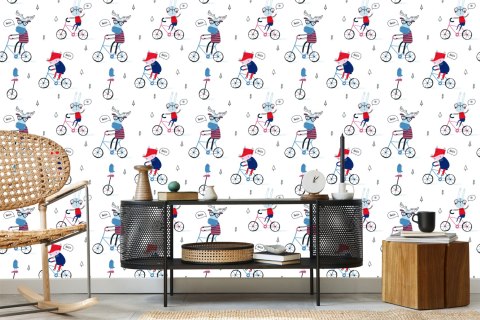 Tapeta Dla Dzieci Lisy Ptaki W Stylu Skandynawskim