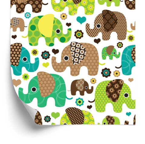 Tapeta Dla Dzieci Słonie Zwierzęta Kwiaty Serca