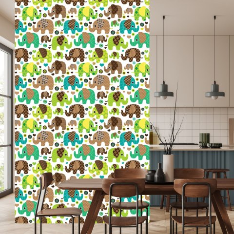 Tapeta Dla Dzieci Słonie Zwierzęta Kwiaty Serca