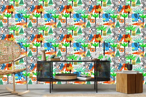 Tapeta Dla Dzieci - Zabawne Zwierzątka Safari